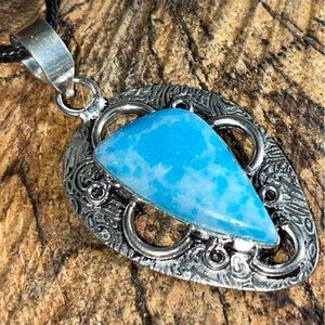 Pretty Caribbean Larimar Pendant 2”